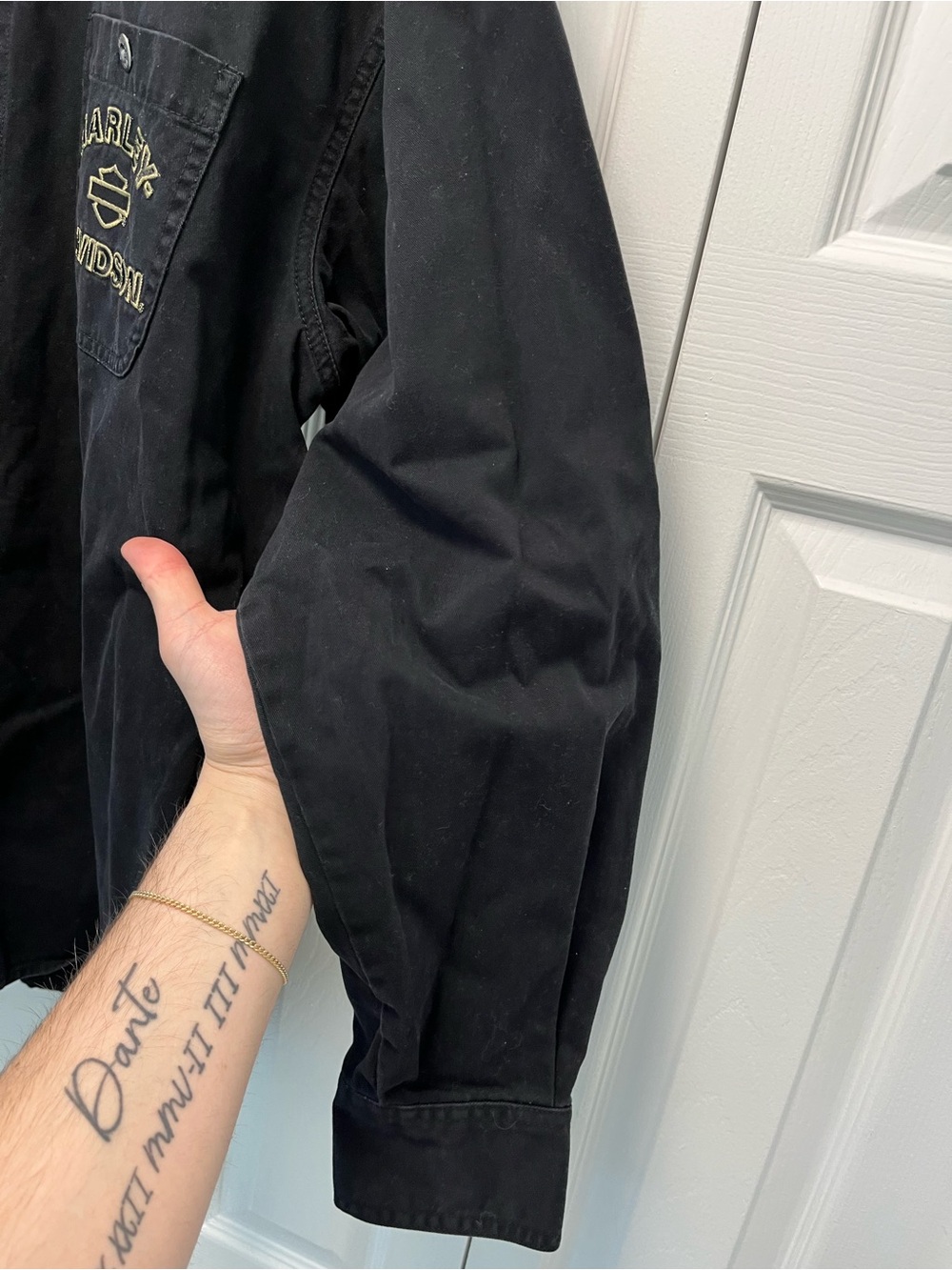 Harley-Davidson Black Long-Sleeve Button-Down Shirt with Chest Logo - Picture 4 of 12
